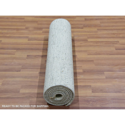 2'6"X8'1" Mindful Gray Undyed Wool Hand Knotted Grass Design Runner Rug