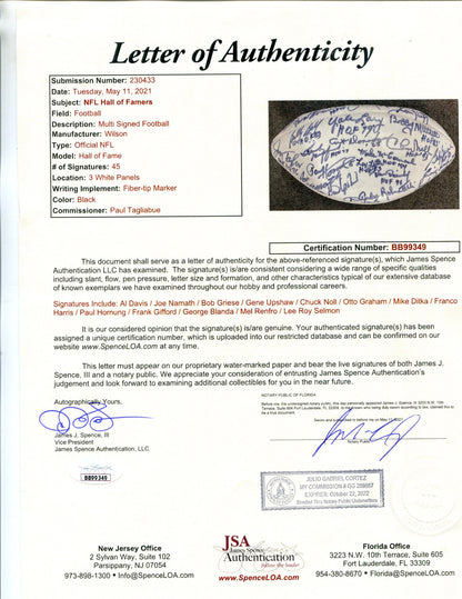 Al Davis/Mike Ditka/Joe Namath Autographed Pro Multi-Signed Hof Football