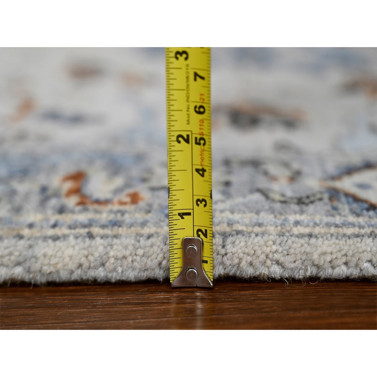 2'6"X18' Reflection Gray Wool Hand Knotted Floral Oushak Xl Runner Rug