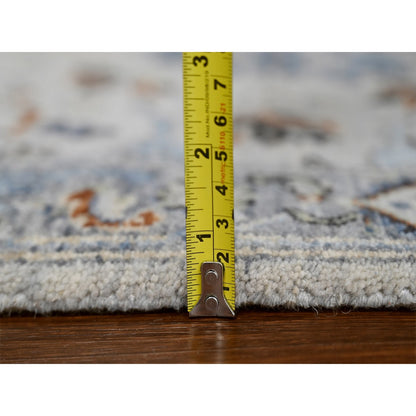 2'6"X18' Reflection Gray Wool Hand Knotted Floral Oushak Xl Runner Rug