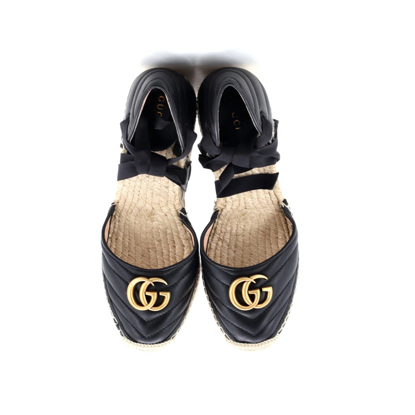 Gucci Women'S Gg Marmont Wedge Espadrilles Matelasse Leather