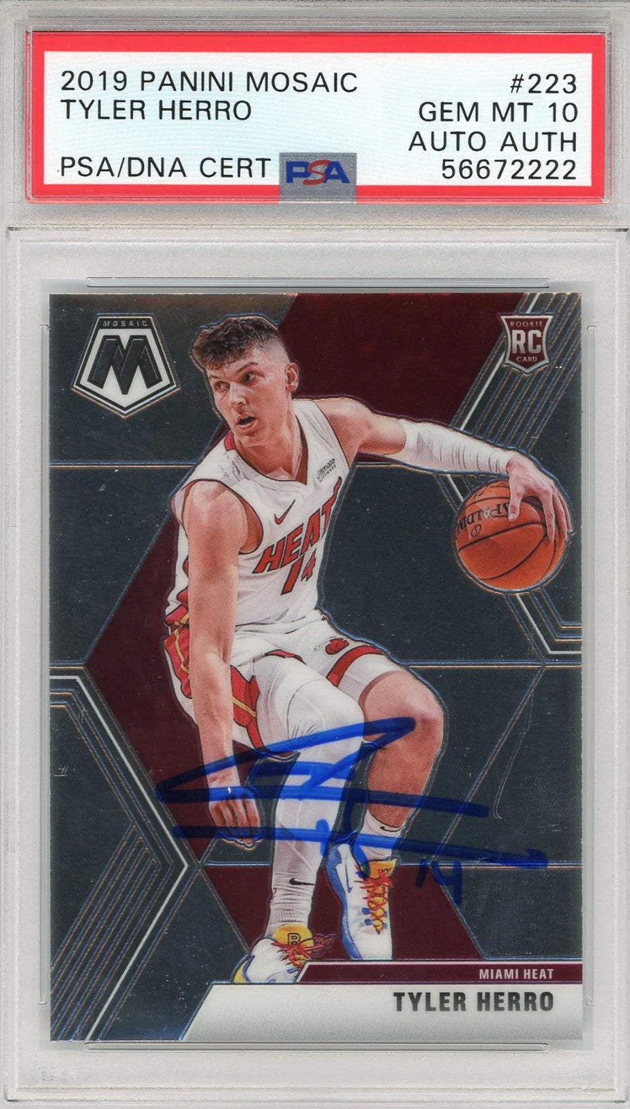 Tyler Herro Autographed 2019 Panini Mosaic Rookie Card #223 (Psa)
