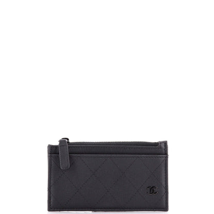 Chanel So Black Cc Zip Card Holder Quilted Lambskin