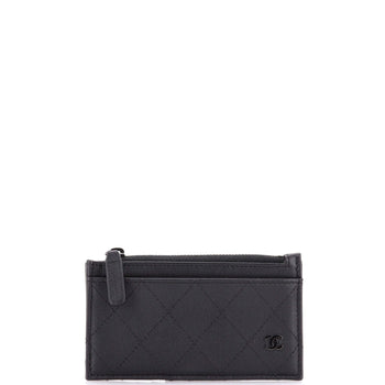 Chanel So Black Cc Zip Card Holder Quilted Lambskin