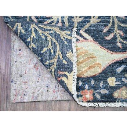 2'8"X16' Blue Afghan Peshawar Birds Design Hand Knotted Wool Runner Rug