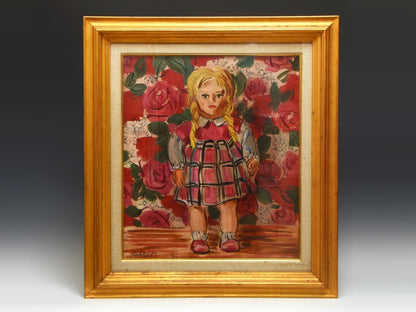 Western Artist F10 Oil Painting Rose Japanese Listed Doll Artist Kado Hiroshi