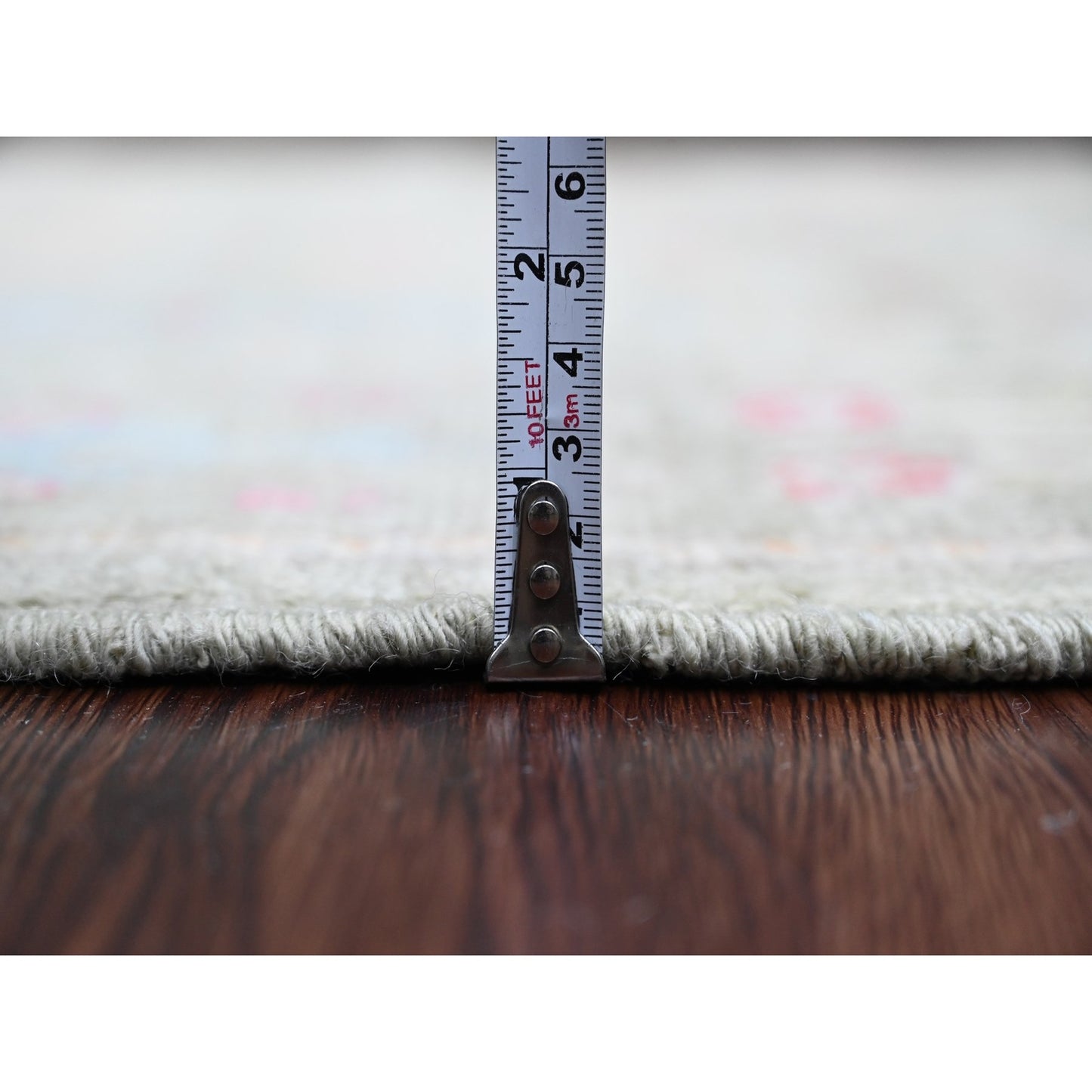 2'9"X9'10" Green Angora Oushak Tree Design Wool Hand Knotted Runner Rug