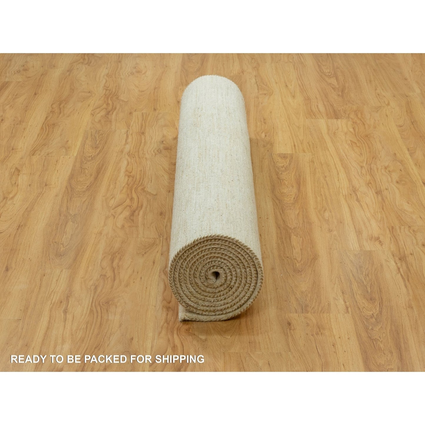 5'1X13'10" White Denser Weave Pure Wool Hand Knotted Wide Oriental Rug