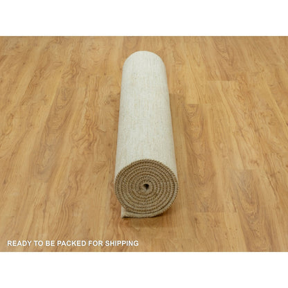 5'1X13'10" White Denser Weave Pure Wool Hand Knotted Wide Oriental Rug