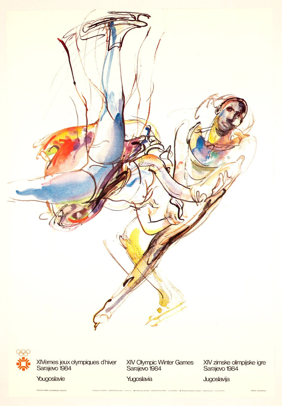 Sarajevo Olympics By Mujezonovic 1984 Figure Skating Olympics Poster On Linen