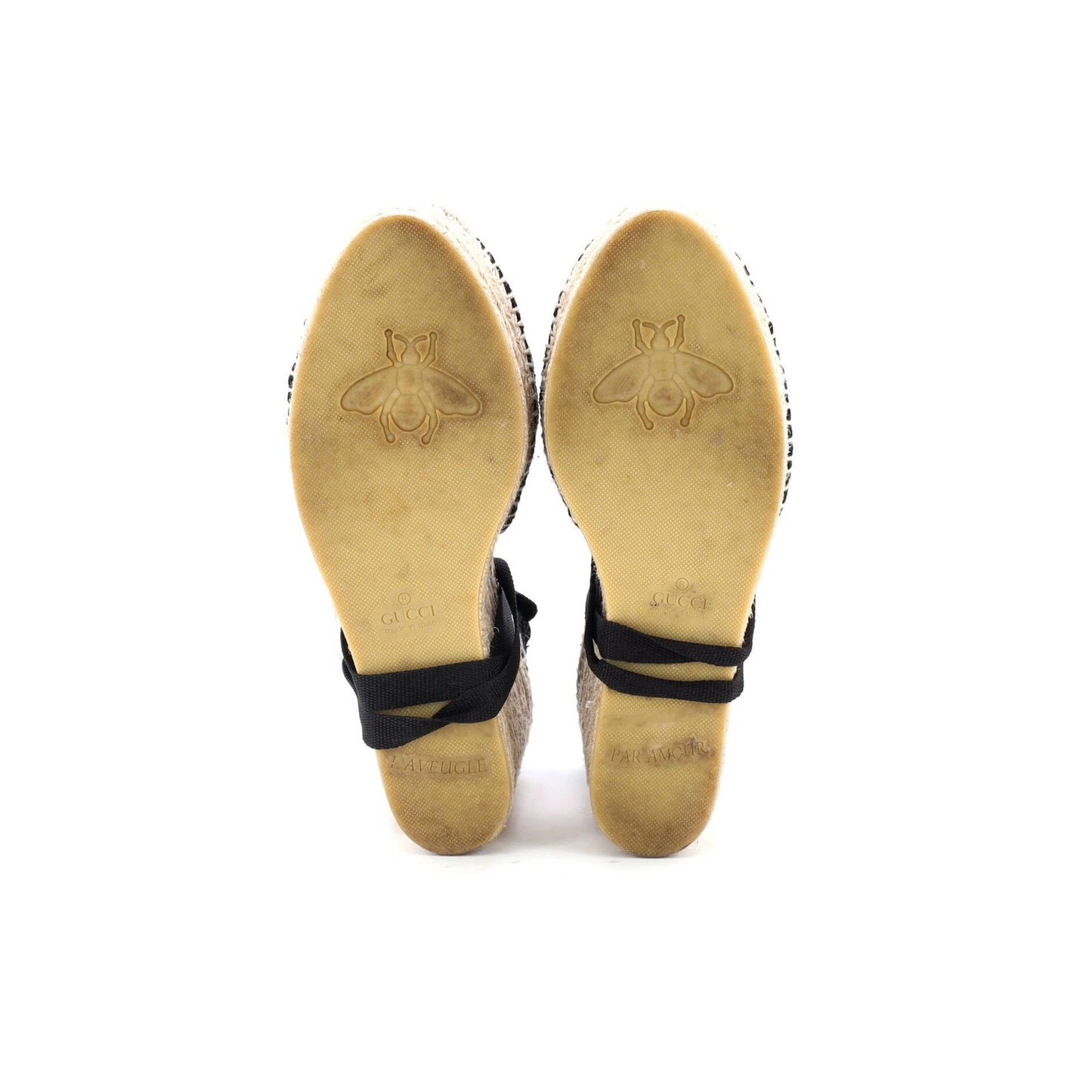 Gucci Womens Pearly Gg Wedge Espadrilles Crochet Cotton