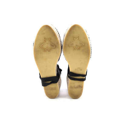 Gucci Womens Pearly Gg Wedge Espadrilles Crochet Cotton