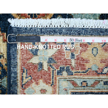 2'7"X8' Yale Blue Peshawar Karjihooz Design Wool Hand Knotted Runner Rug