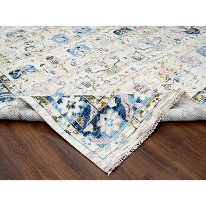 12'X17'9" Ivory Oushak Mahal Design Hand Knotted Oversize Oriental Rug