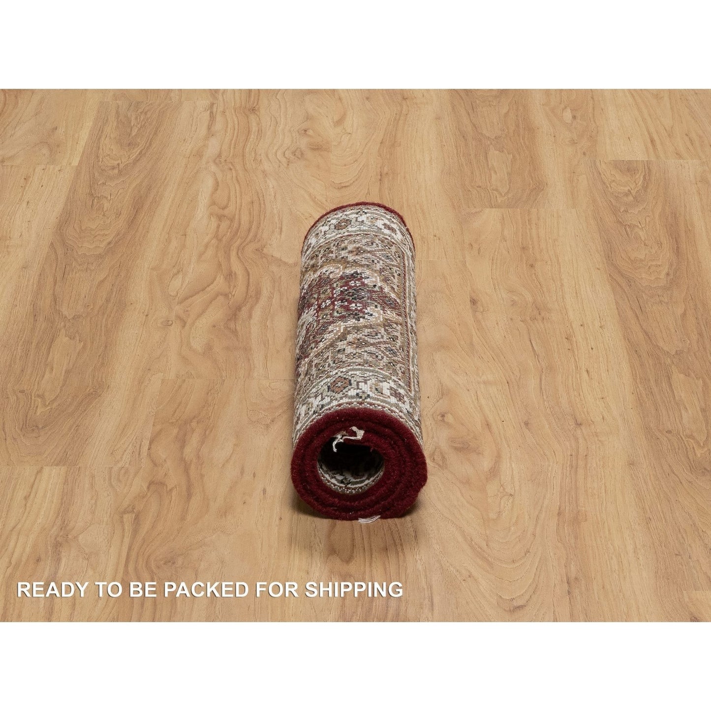 2'X3' Red Tebraz Mahi With Fish Design Soft Wool Hand Knotted Mat Rug