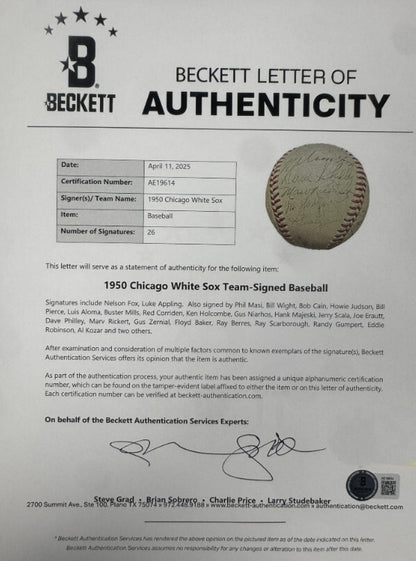 1950 Chicago White Sox Team Signed Baseball (26)