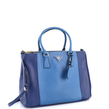 Prada Bicolor Double Zip Lux Tote Saffiano Leather Medium