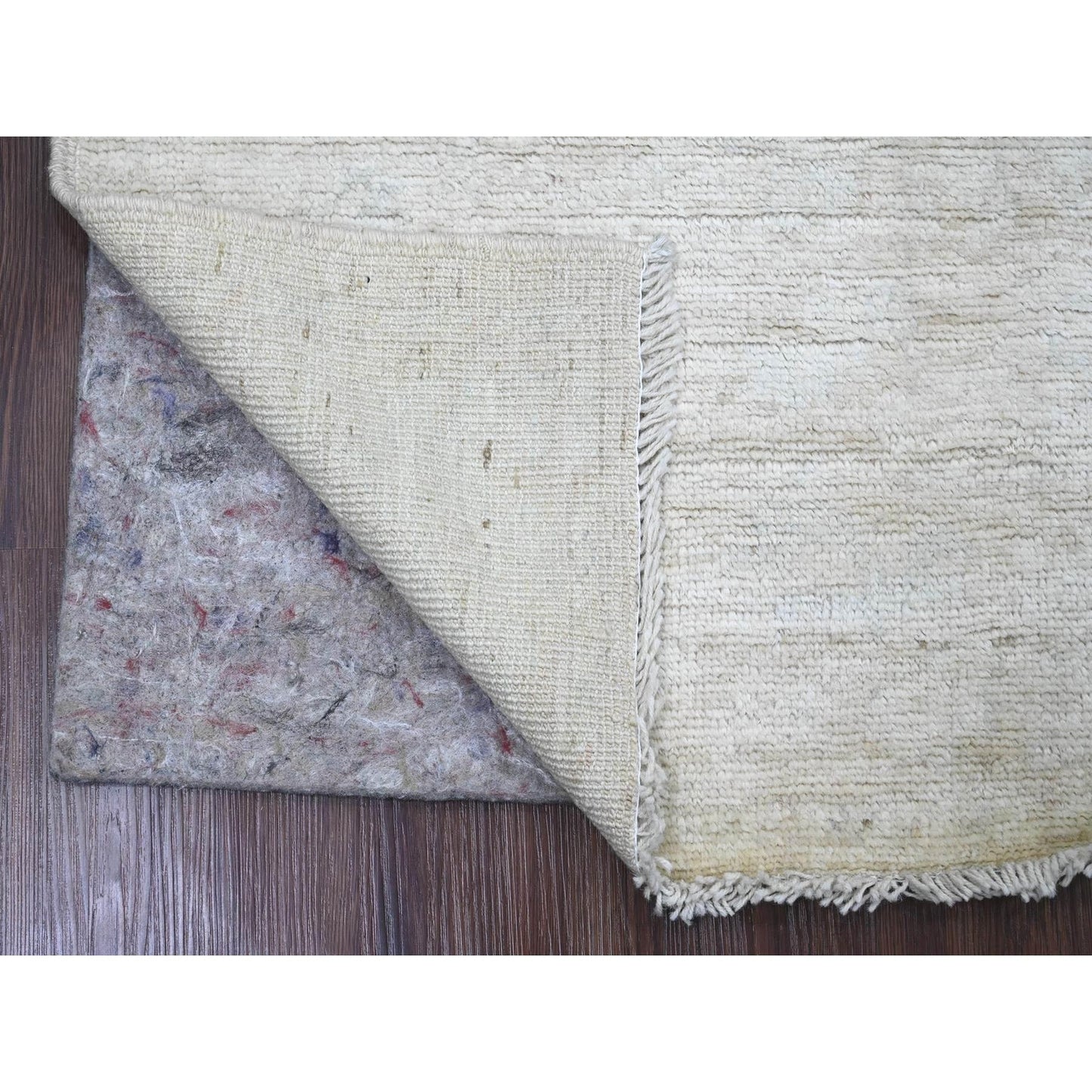 3'3"X5' White Pure Wool Angora Oushak All Over Pattern Hand Knotted Rug