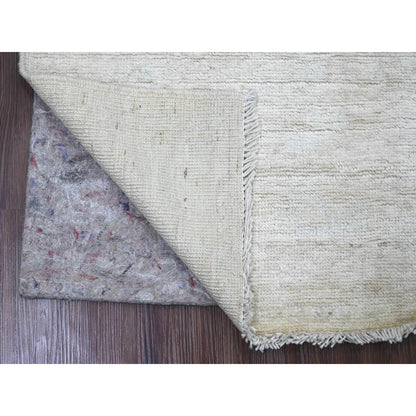 3'3"X5' White Pure Wool Angora Oushak All Over Pattern Hand Knotted Rug
