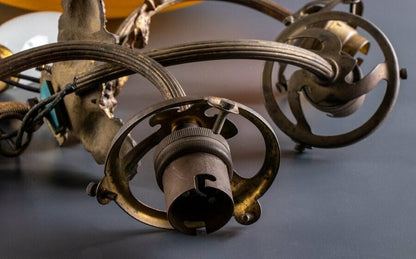 Muller Freres Signed Chandelier Gilt Bronze & Art