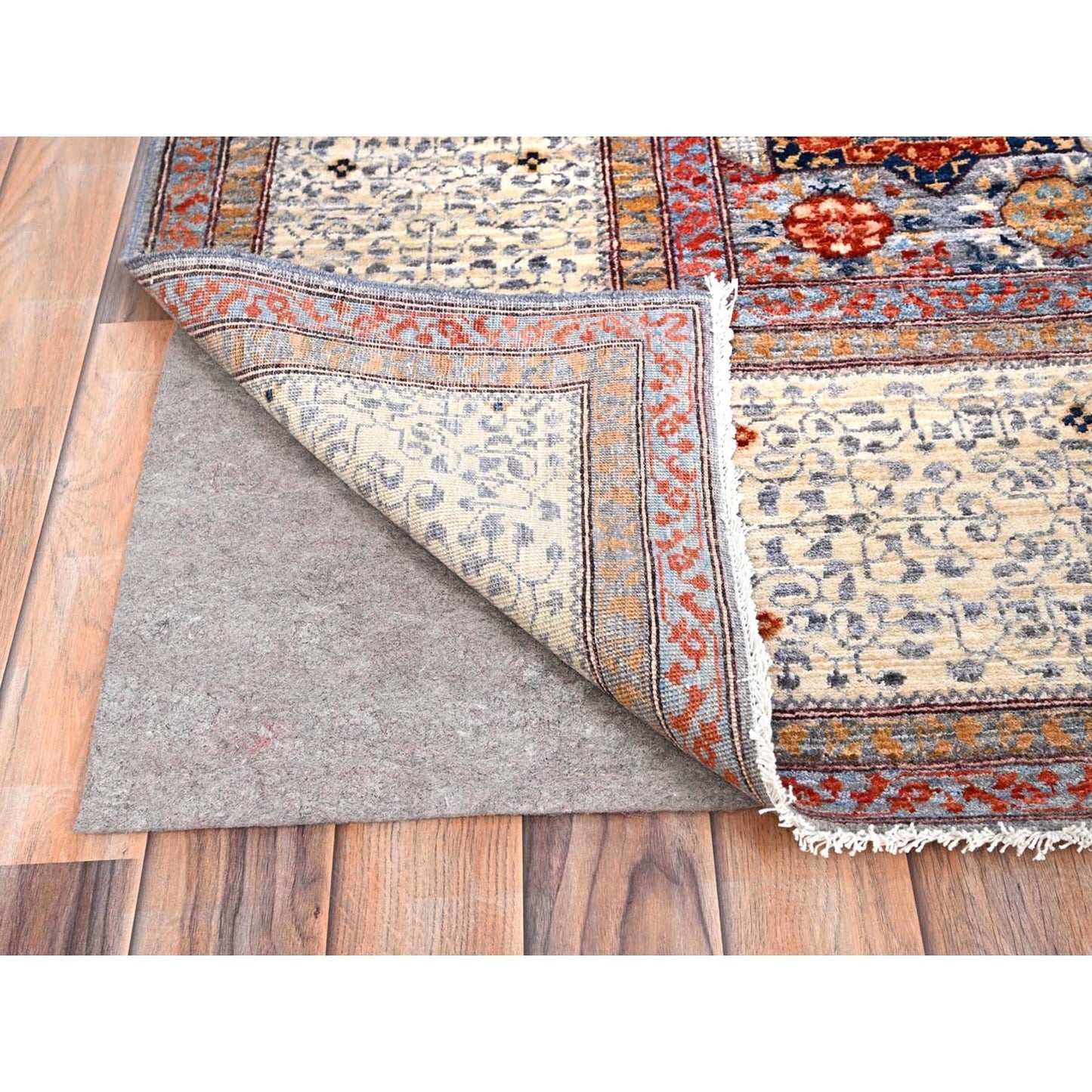 8'10"X12' Red Natural Wool Mamluk Design Hand Knotted Oriental Rug