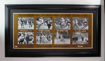 "The Immaculate Reception" 4 X Signed Franco Harris Photo Steelers Framed Jsa