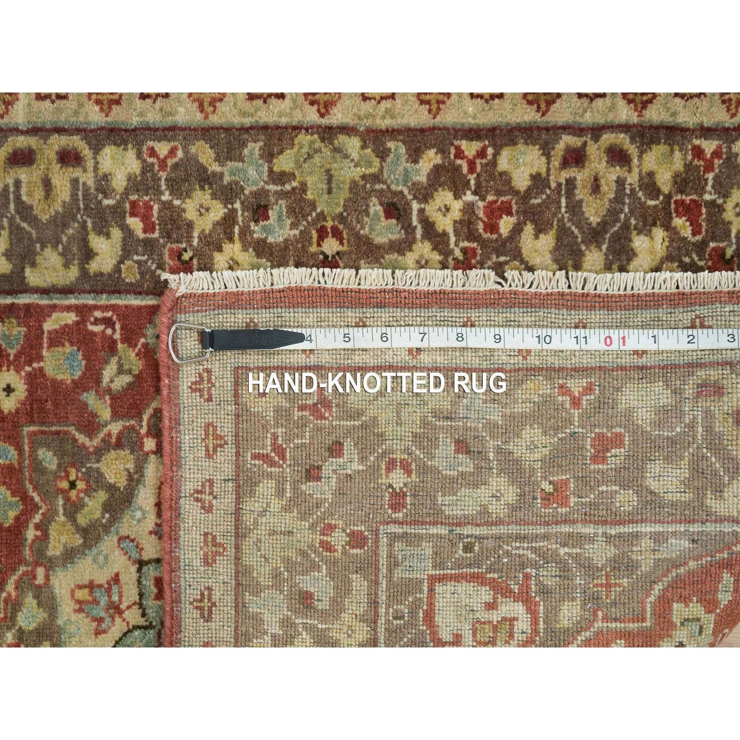 2'6"X8'3" Rust & Brown Antiqued Haji Design Hand Knotted Wool Runner Rug