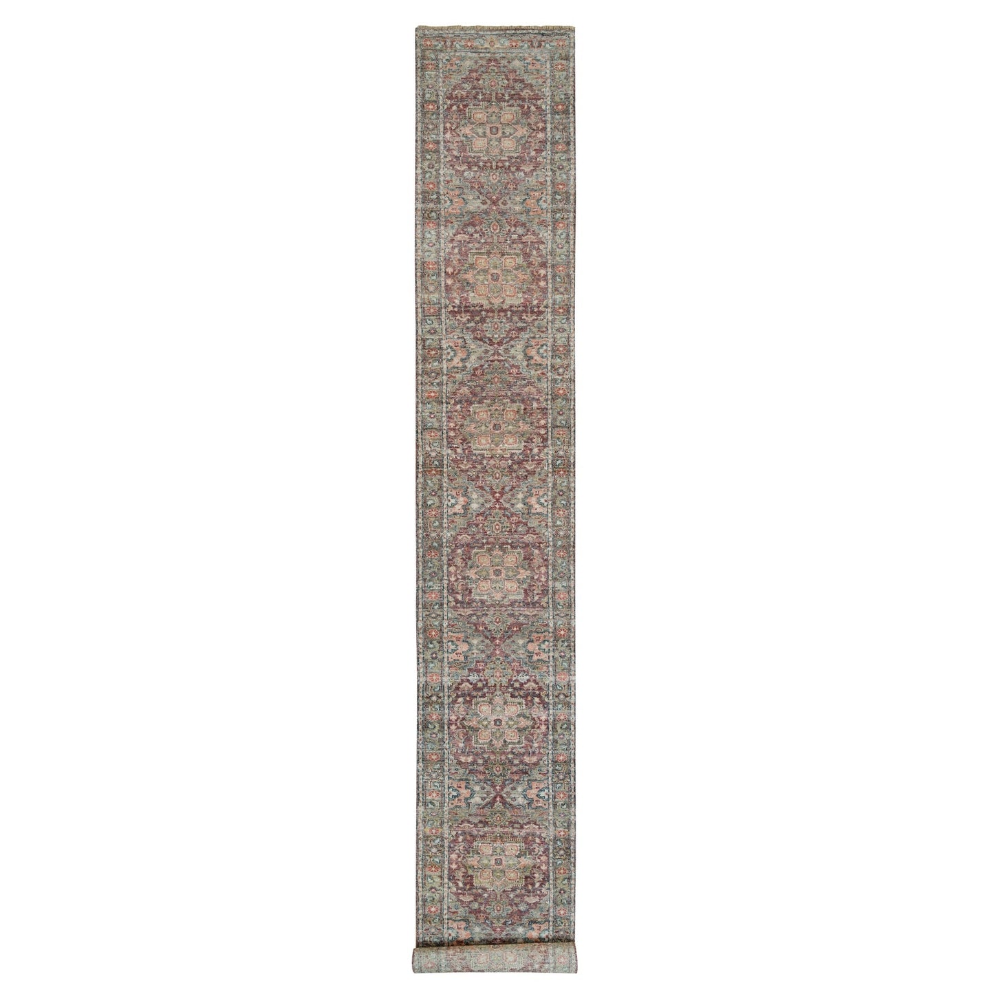 2'6"X18' Red Soft Wool Heriz Revival Hand Knotted Xl Runner Oriental Rug