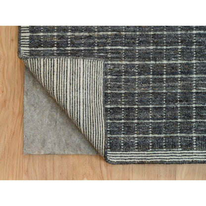 12'X14'9" Gray Modern Box Design Plain Wool Loomed Knotted Oversized Rug