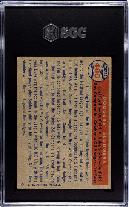 1957 Topps Dodgers' Sluggers Card #400 Sgc 2.5