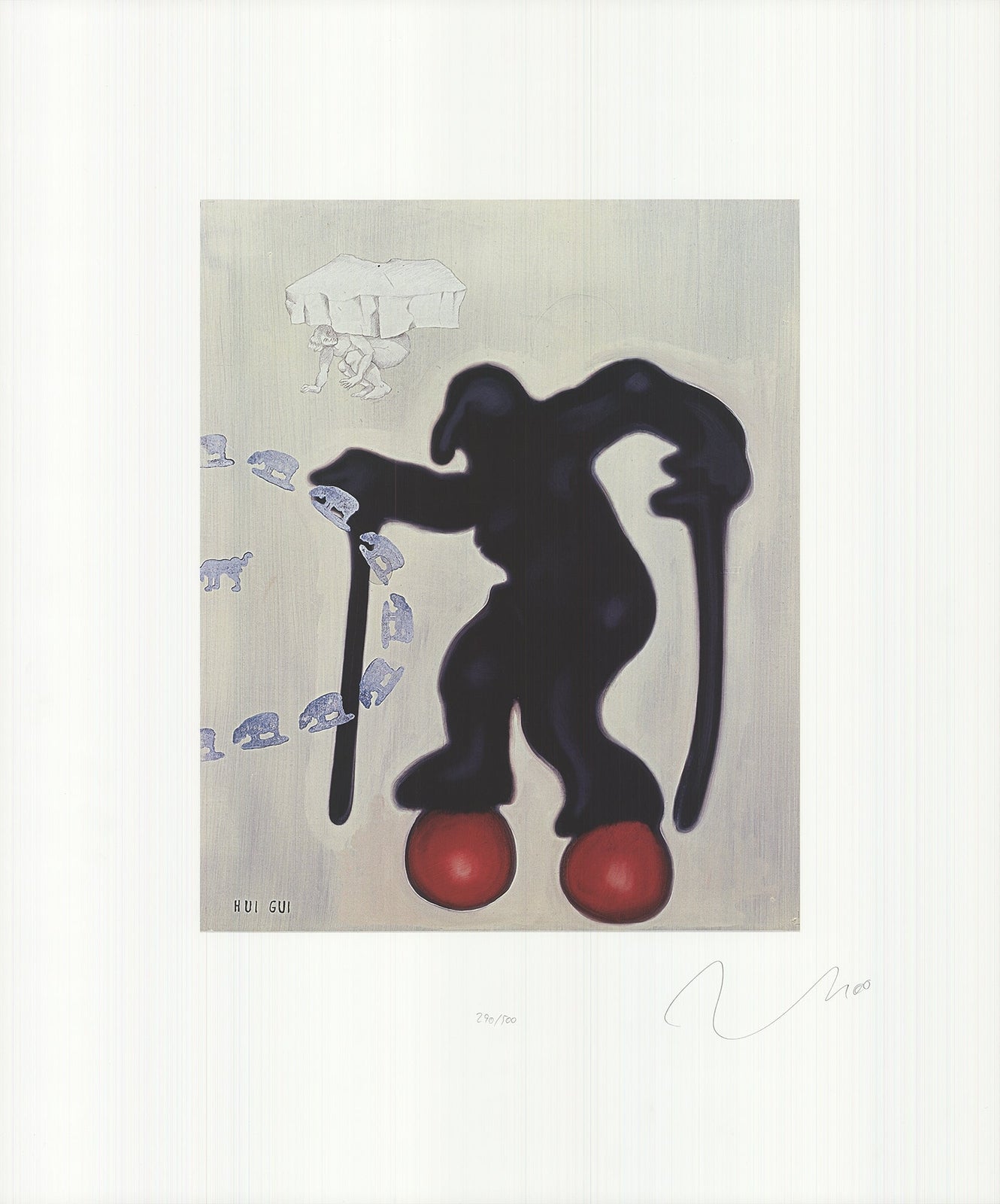 Jorg Immendorf Untitled (Hui Gui) Signed " Offset Lithograph