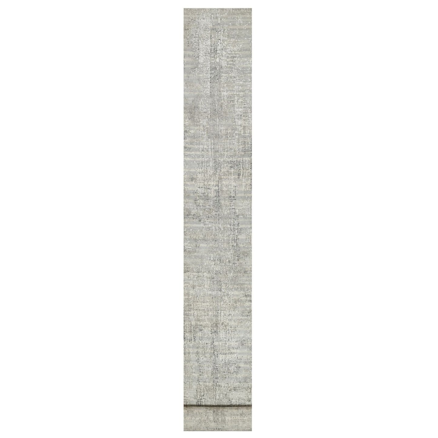 2'6"X29'9" Gray Hand Knotted Modern Undyed Natural Wool Xl Runner Rug