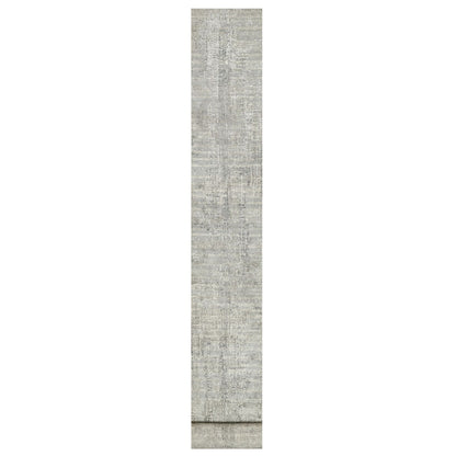 2'6"X29'9" Gray Hand Knotted Modern Undyed Natural Wool Xl Runner Rug