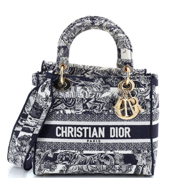 Christian Dior Lady D-Lite Bag Embroidered Canvas Medium