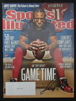 Larry Fitzgerald Signed 2011 Sports Illustrated Magazine No Label Jsa 190778