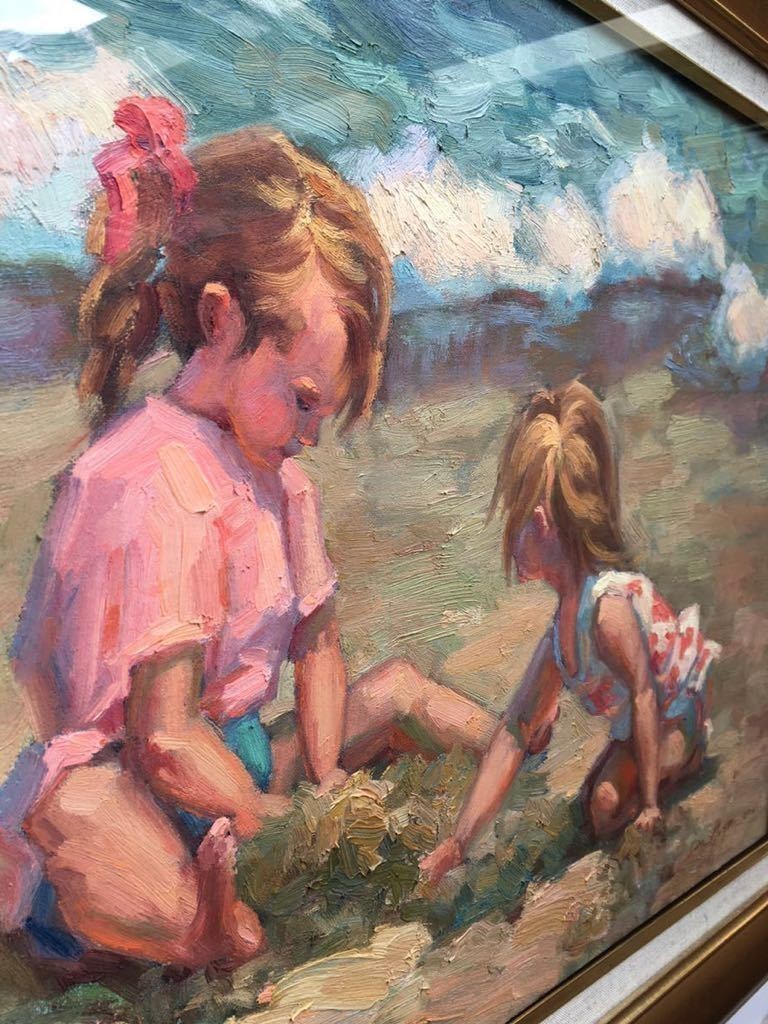 Louise DeMore OPA Original Oil Painting Little Girls Beach Impressionist