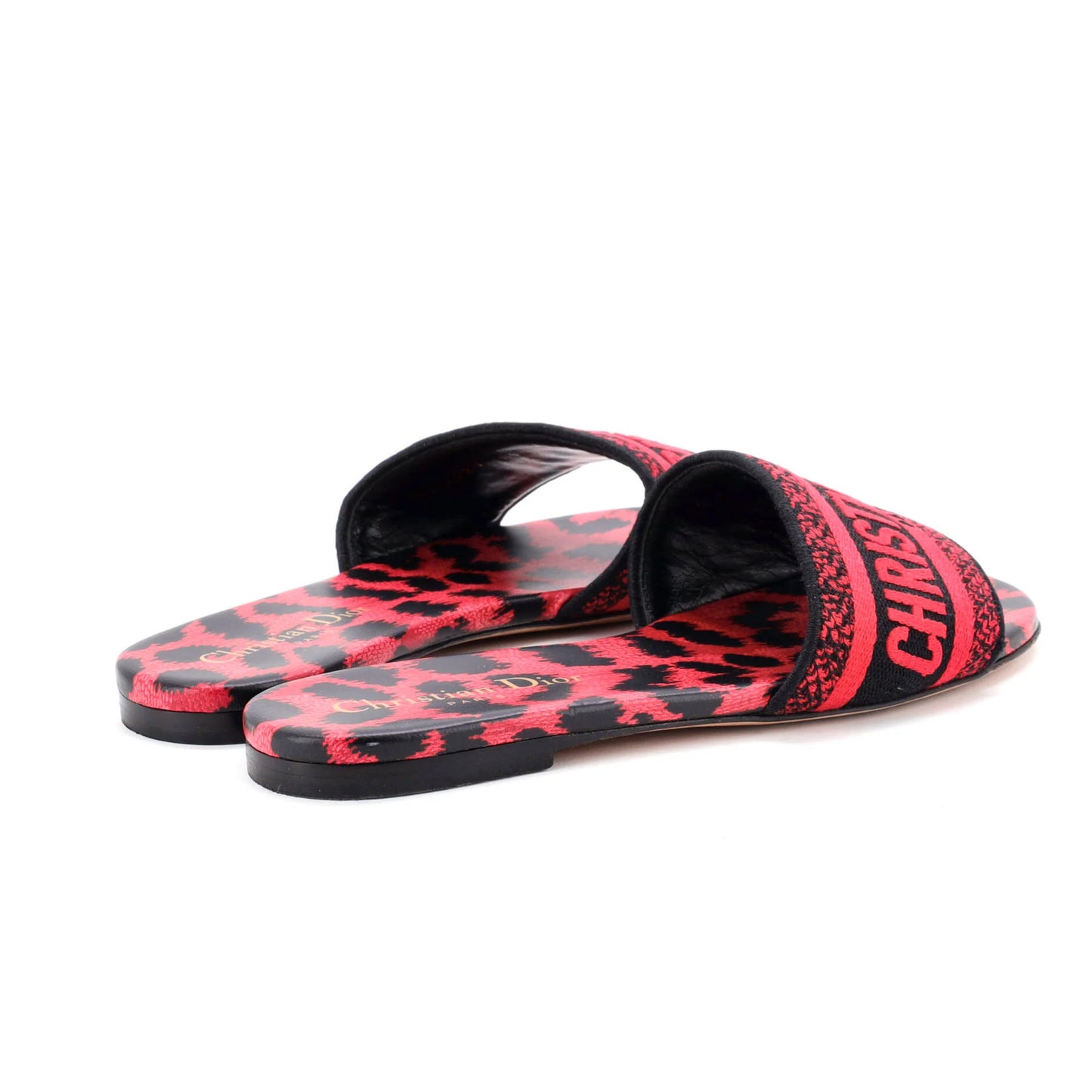 Christian Dior Women'S Dway Flat Sandals Embroidered Canvas