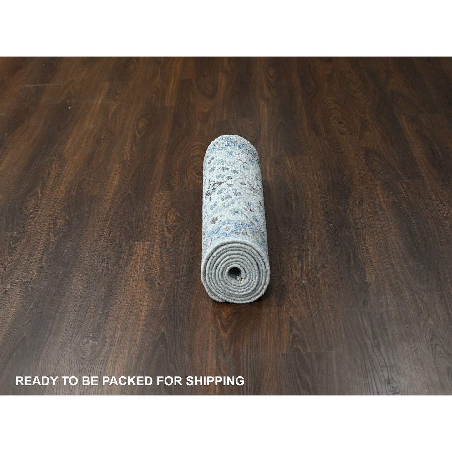 2'6"X9'10" Pastel Gray Denser Weave Oushak Wool Hand Knotted Runner Rug