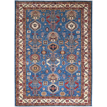 10'X13'5" Crystal Teal Blue Super Kazak Tribal Medallion Oriental Rug