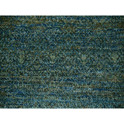 12'X12' Jungle Green Kohinoor Herrita Hand Knotted Pure Wool Square Rug