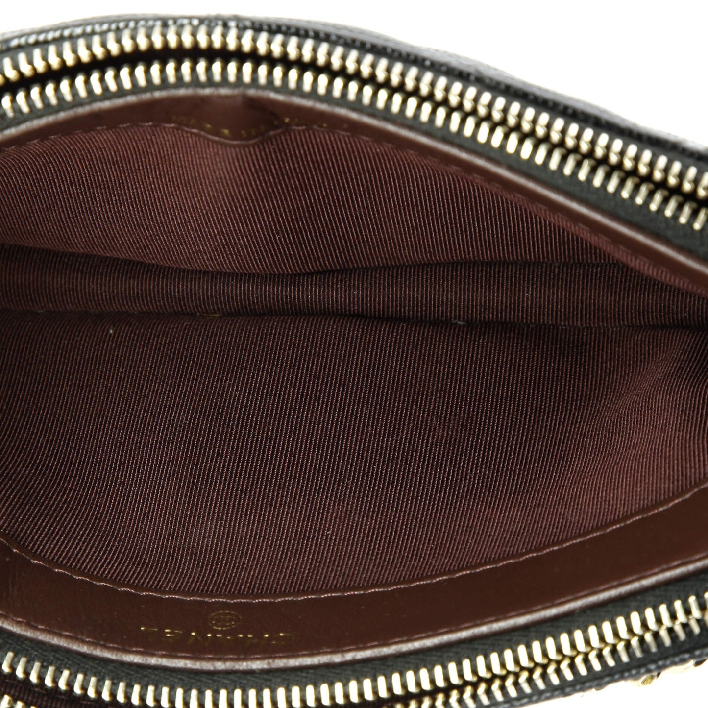Chanel Double Zip Clutch With Chain Quilted Caviar
