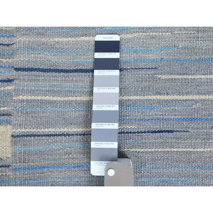 10'5"X13'10" Hand Woven Flat Weave Kilim Pure Nomadic Stripe Design Rug