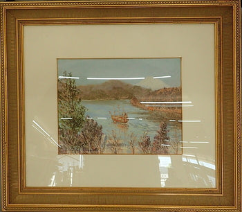 Rodolphe Planquette Signed Pastel On Paper Painting Framed Lake Ashi Hakone