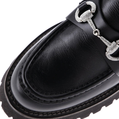 Gucci Women'S Harald Horsebit Loafers Leather With Crystal Detail