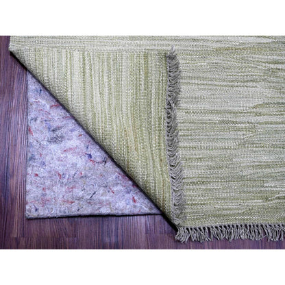 9'1"X12' Laurel Green Solid Design Flat Weave Hand Spun Wool Oriental Rug