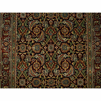 2'6"x10' Herati Fish Design Black Hand Knotted 250 KPSI Wool Runner Rug