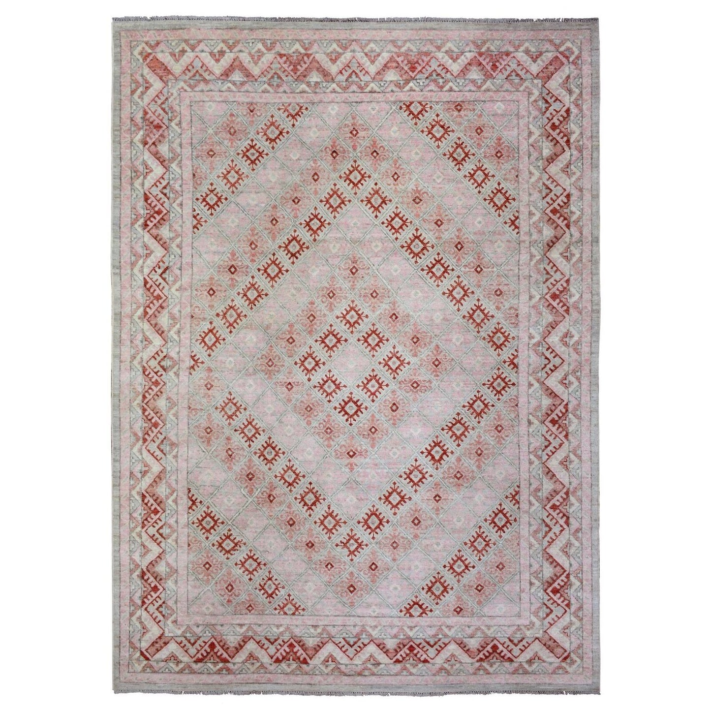9'X12' Red Anatolian Village Inspired Style Soft Wool Hand Knotted Rug