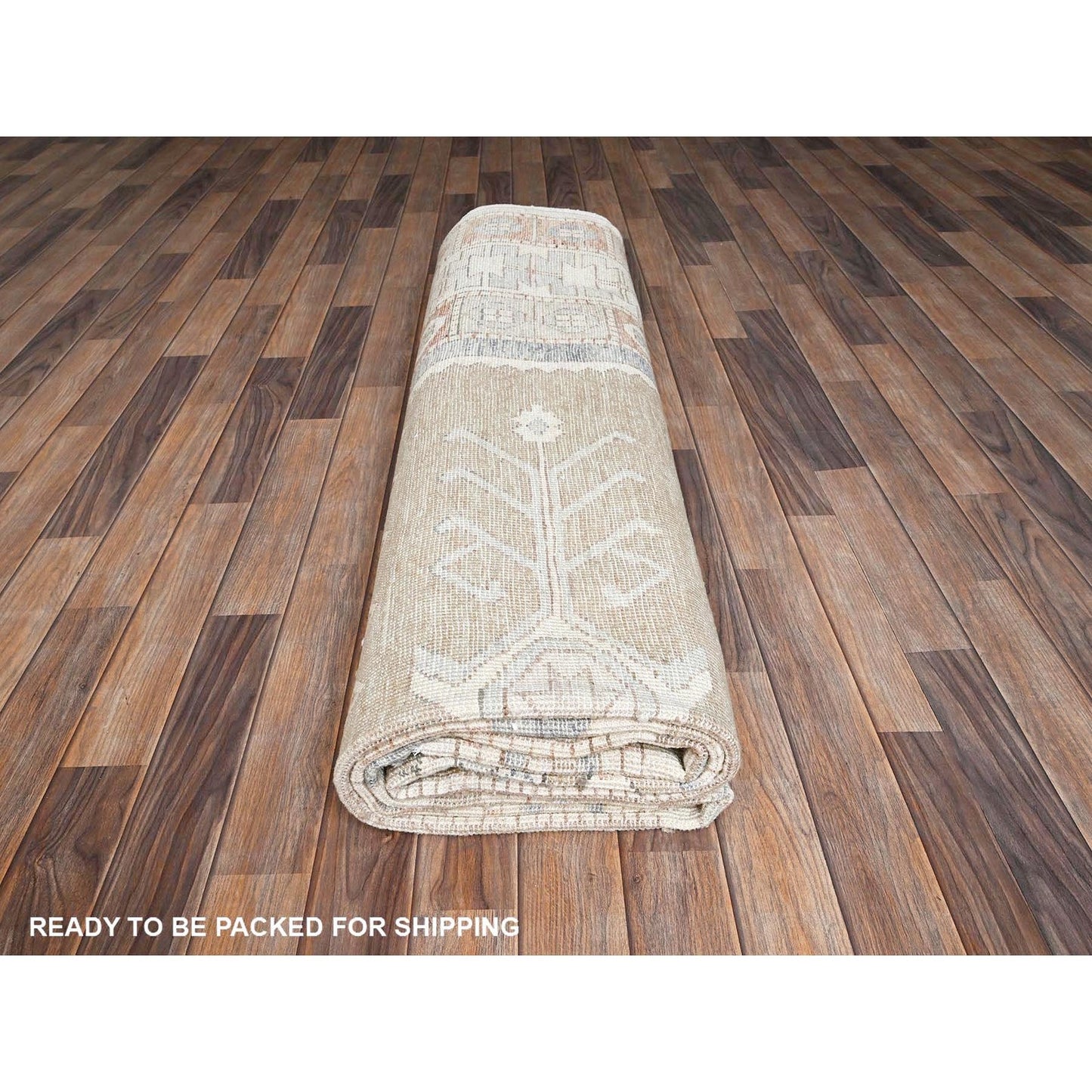 8'10"x10'10" Coral Pink Hand Knotted Anatolian Village Design Pure Wool Rug
