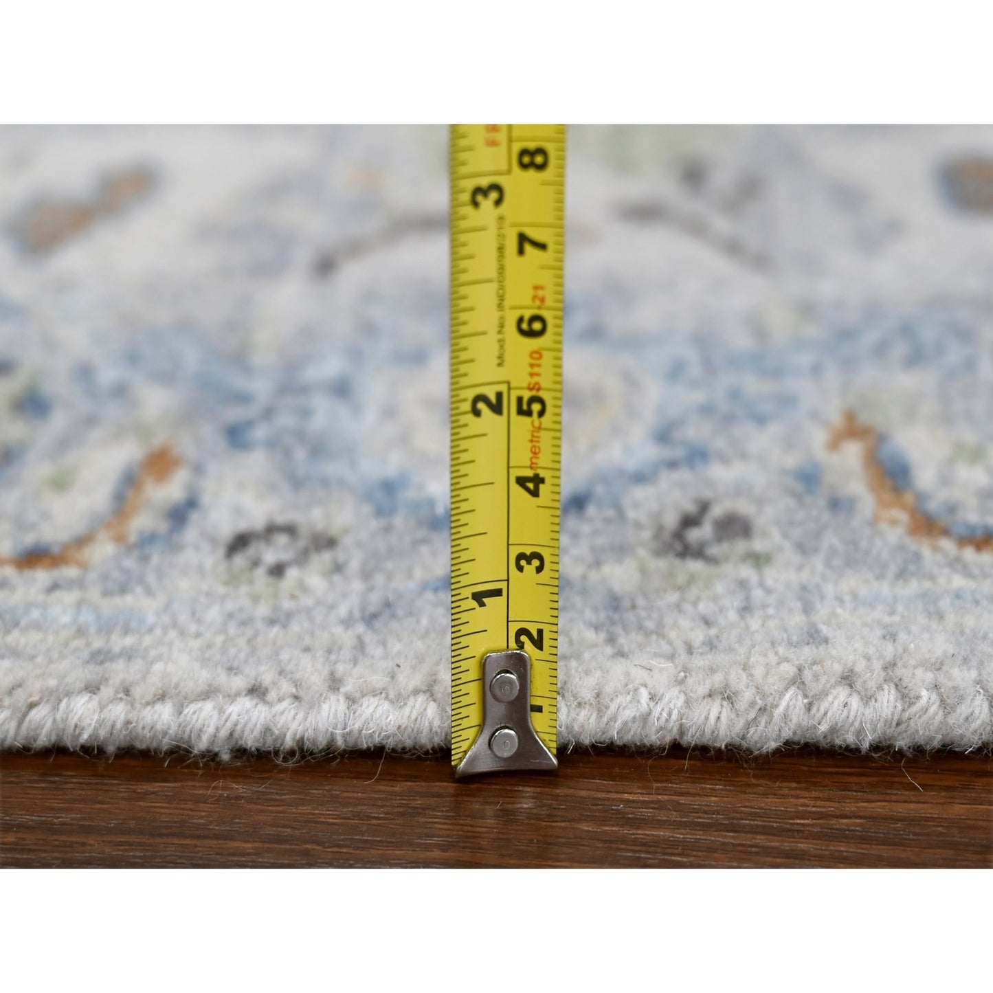 2'7"X9'10" Agate Gray Oushak Floral Motifs Wool Hand Knotted Runner Rug