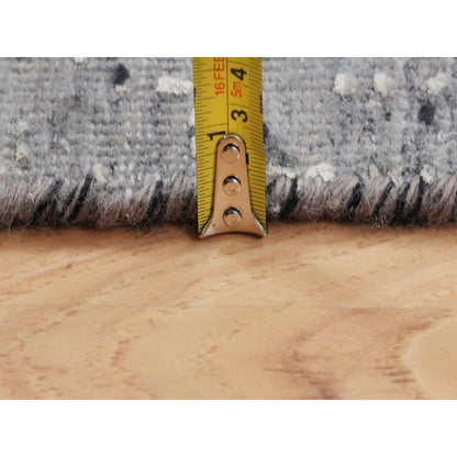 3'1"X5'1" Gray Farsian Silk With Textured Wool Hand Knotted Oriental Rug